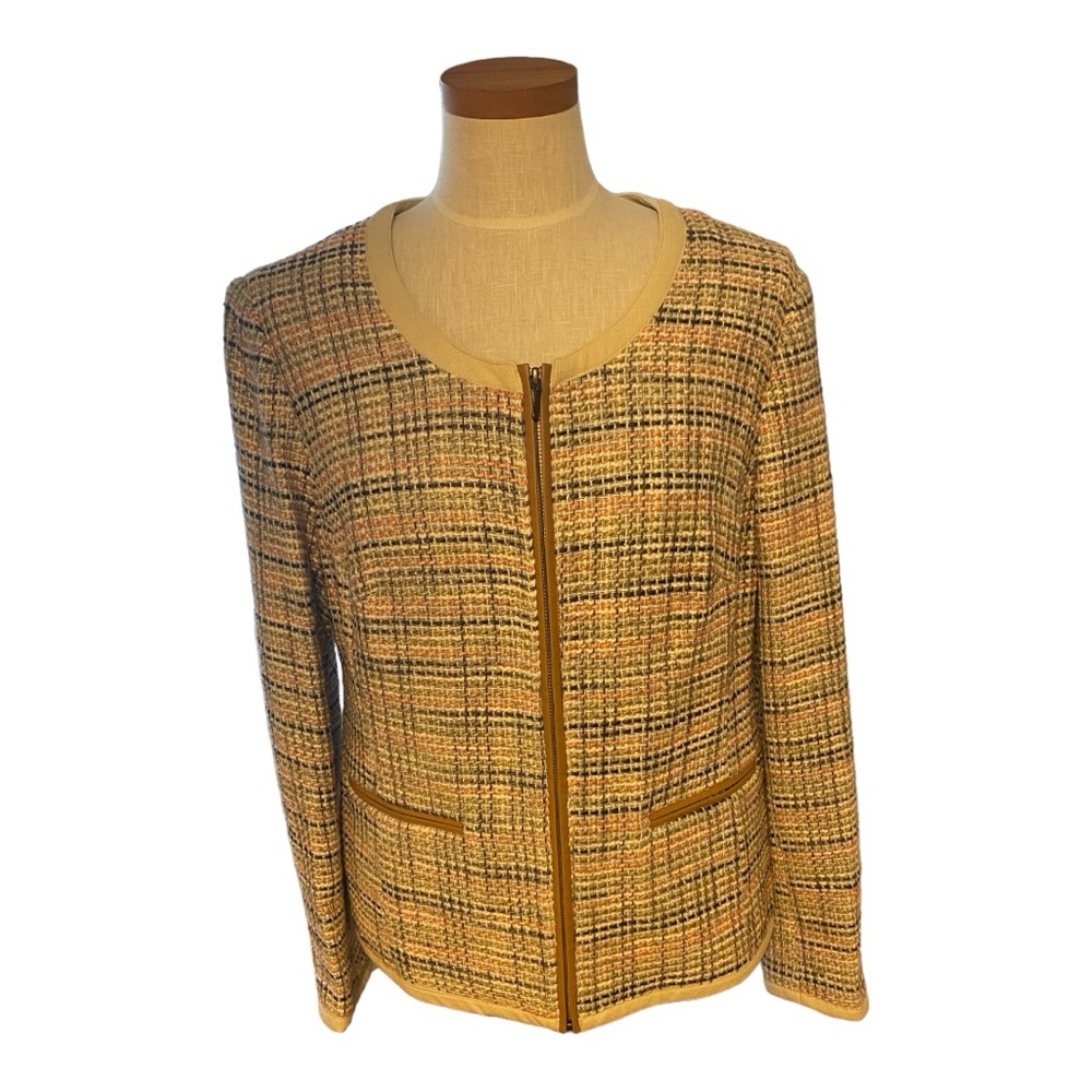 Tweed Multi Color Jacket - Coldwater Creek w/zipper front.